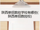 陕西单招数控学校有哪些(陕西单招数控校)