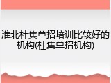 淮北杜集单招培训比较好的机构(杜集单招机构)