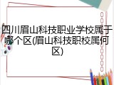 四川眉山科技职业学校属于哪个区(眉山科技职校属何区)