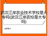 武汉江岸农业技术学校是大专吗(武汉江岸农校是大专吗)
