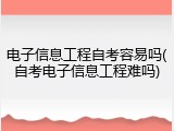 电子信息工程自考容易吗(自考电子信息工程难吗)
