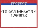 任县挖机学校排名(任县挖机培训排行)