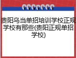 贵阳乌当单招培训学校正规学校有那些(贵阳正规单招学校)