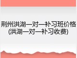 荆州洪湖一对一补习班价格(洪湖一对一补习收费)