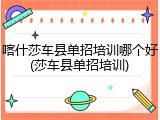 喀什莎车县单招培训哪个好(莎车县单招培训)