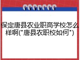 保定唐县农业职高学校怎么样啊("唐县农职校如何")