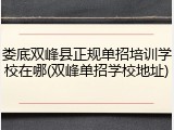 娄底双峰县正规单招培训学校在哪(双峰单招学校地址)