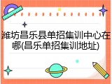 潍坊昌乐县单招集训中心在哪(昌乐单招集训地址)