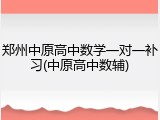 郑州中原高中数学一对一补习(中原高中数辅)