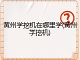 黄州学挖机在哪里学(黄州学挖机)