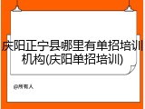 庆阳正宁县哪里有单招培训机构(庆阳单招培训)