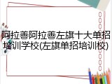 阿拉善阿拉善左旗十大单招培训学校(左旗单招培训校)