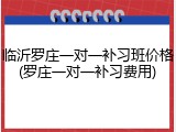 临沂罗庄一对一补习班价格(罗庄一对一补习费用)