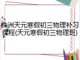 株洲天元寒假初三物理补习课程(天元寒假初三物理班)