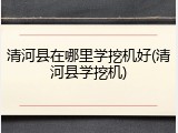 清河县在哪里学挖机好(清河县学挖机)