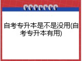 自考专升本是不是没用(自考专升本有用)