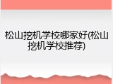 松山挖机学校哪家好(松山挖机学校推荐)