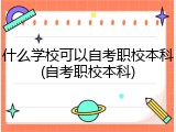 什么学校可以自考职校本科(自考职校本科)