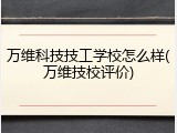 万维科技技工学校怎么样(万维技校评价)