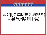 陇南礼县单招培训班排名(礼县单招培训排名)