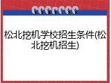 松北挖机学校招生条件(松北挖机招生)