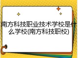 南方科技职业技术学校是什么学校(南方科技职校)