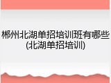 郴州北湖单招培训班有哪些(北湖单招培训)