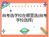 自考选学校在哪里选(自考学校选择)