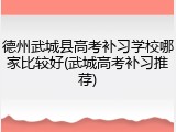 德州武城县高考补习学校哪家比较好(武城高考补习推荐)