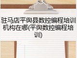 驻马店平舆县数控编程培训机构在哪(平舆数控编程培训)