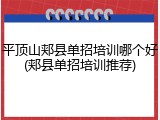平顶山郏县单招培训哪个好(郏县单招培训推荐)