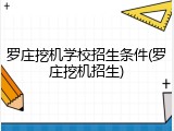 罗庄挖机学校招生条件(罗庄挖机招生)