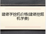 建德学挖机价格(建德挖掘机学费)