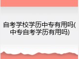 自考学校学历中专有用吗(中专自考学历有用吗)