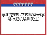 亭湖挖掘机学校哪家好(亭湖挖掘机培训优选)