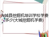 大城县挖掘机培训学校学费多少(大城挖掘机学费)