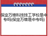 保定万维科技技工学校是中专吗(保定万维是中专吗)