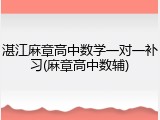 湛江麻章高中数学一对一补习(麻章高中数辅)