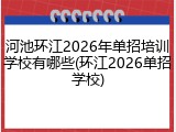 河池环江2026年单招培训学校有哪些(环江2026单招学校)