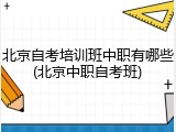 北京自考培训班中职有哪些(北京中职自考班)