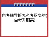 自考辅导班怎么考职高的(自考升职高)