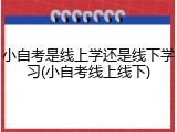 小自考是线上学还是线下学习(小自考线上线下)