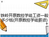 铁岭开原数控学徒工资一般多少钱(开原数控学徒薪资)