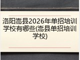 洛阳嵩县2026年单招培训学校有哪些(嵩县单招培训学校)