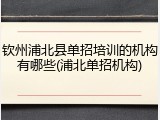 钦州浦北县单招培训的机构有哪些(浦北单招机构)