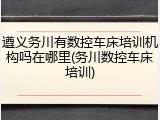 遵义务川有数控车床培训机构吗在哪里(务川数控车床培训)