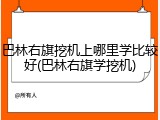 巴林右旗挖机上哪里学比较好(巴林右旗学挖机)