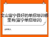 文山富宁县好的单招培训哪里有(富宁单招培训)