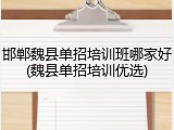 邯郸魏县单招培训班哪家好(魏县单招培训优选)