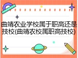 曲靖农业学校属于职高还是技校(曲靖农校属职高技校)